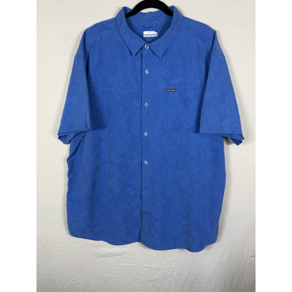 Columbia Mens Short Sleeve Blue Button Down Fishing Hiking XXL Modal